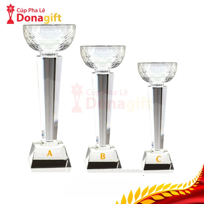Bộ ba cúp pha lê quần vợt cao cấp