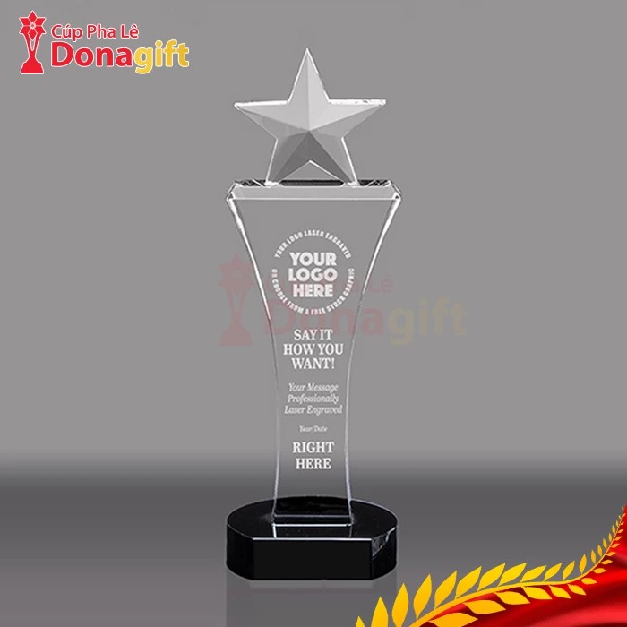 Cúp ngôi sao pha lê dáng đứng 28cm