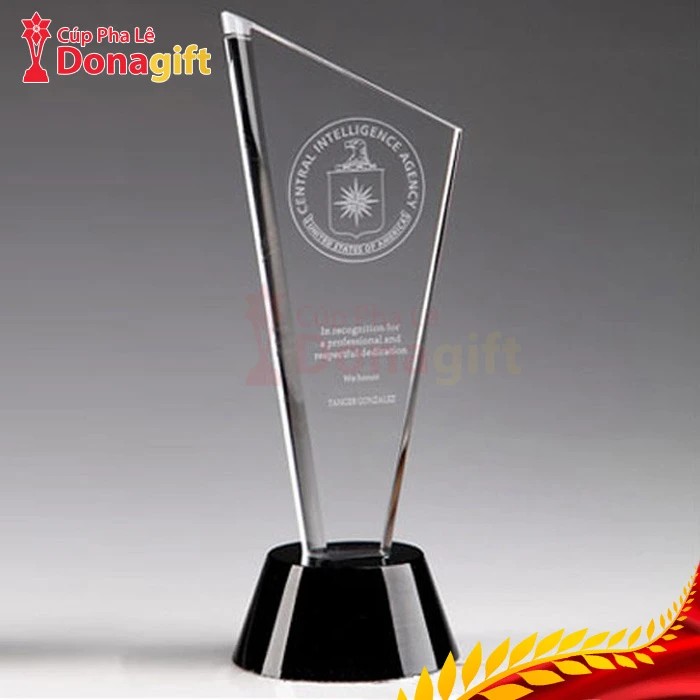 Cúp pha lê đế đen cao 26cm