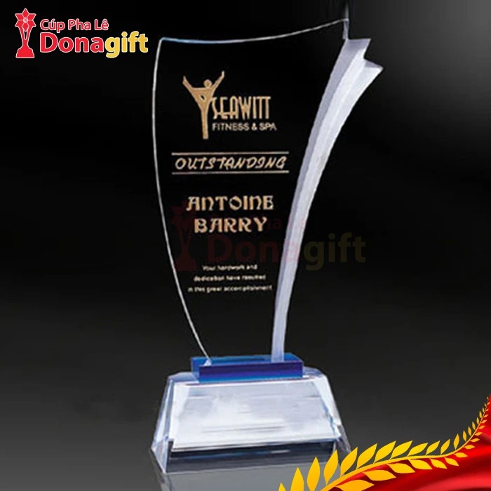 Cúp pha lê ghi nhận thành tựu 22cm