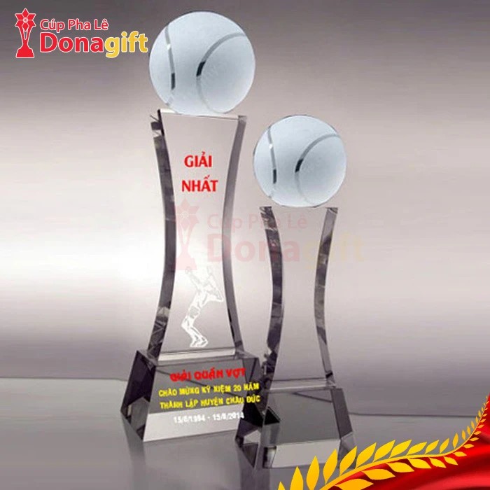 Cúp quần vợt pha lê đẳng cấp 26cm