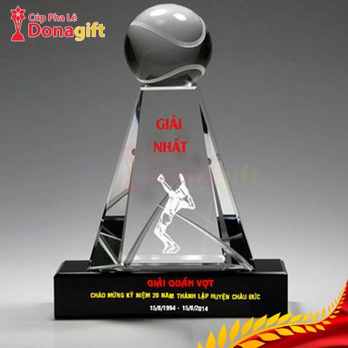 Cúp tennis pha lê cao cấp 18cm