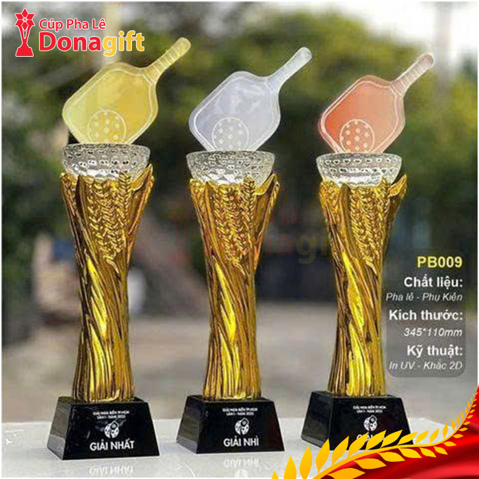 Cúp Vinh Danh Pha Lê Phối Đỉnh Pickleball Gold