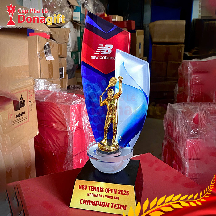 Cúp Vinh Danh Tennis Pha Lê Nghệ Thuật Phối Màu